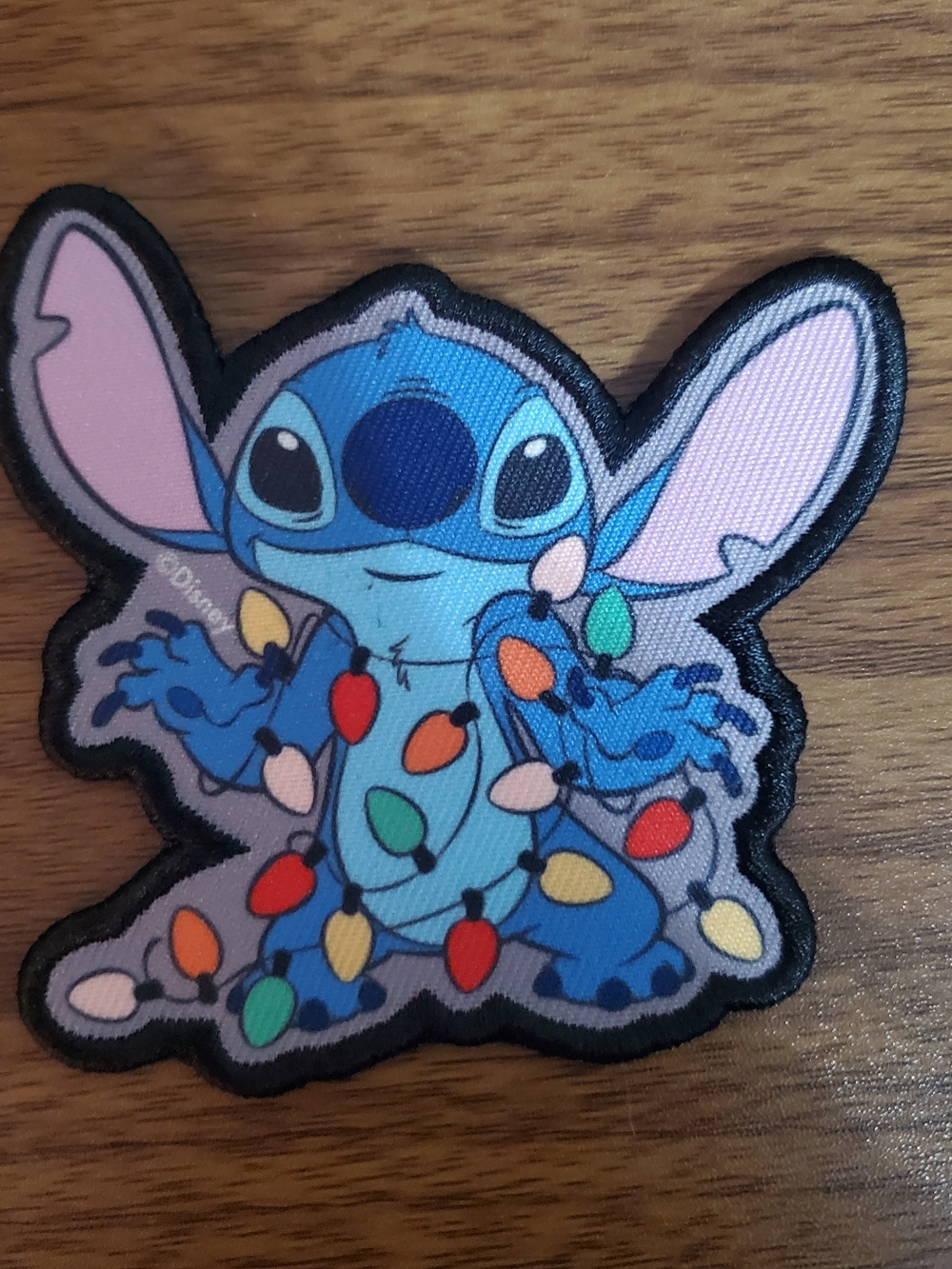 Disney Blue Stitch with Multicolor Holiday Lights Patch